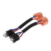 차량 조명 배선 튜닝 2pcs h4 9003 세라믹 와이어 하네스 플러그 케이블 헤드 라이트 커넥터 확장 안개 조, 한개옵션0