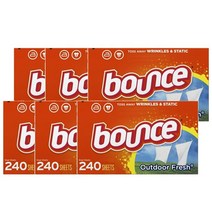 바운스 패브릭 소프트너 시트 아웃도어 프레쉬 240장 Bounce Fabric Softener Sheets Outdoor Fresh, 6팩