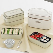 커먼랩스 스텐 2단 도시락통 + 보온보냉백 세트, 베이지