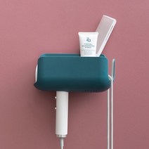 오너클랜 2in1 수납기능 헤어드라이기 거치대 걸이, 블루