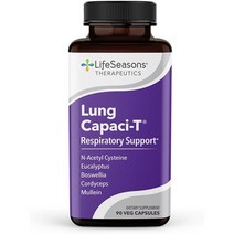 이지몰 Life Seasons - Lung Capaci-T 폐 및 호흡기 지원 보충제 산소 용량 증가 점액 감소 CoQ10 N-아세틸 시스테인 보스웰리아 유칼립투스 쐐기풀 페퍼민, 기본