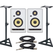 KRK ROKIT 5 G4 화이트 x 모니터 스피커 스탠드 패키지