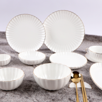 골드라인 도자기 코튼 9종 카페 플레이팅 원형접시 신혼그릇 디저트 공기대접세트, 화이트