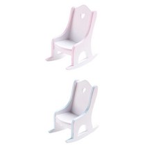 GHSHOP 2Pcs 나무 1:12th 규모 인형 집 미니어처 가구 흔들 의자 어린이 액세서리 공예품 장식, 11x7x4.5cm, 화이트