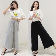 [별별천지] 여성바지 통바지 요가바지 모달 와이드 빅사이즈 여름 통 요가 바지 팬츠 트레이닝복 밴딩바지 고무바지