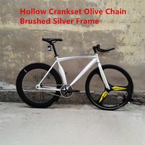 trek 트랙 자전거 알루미늄 합금 프레임 포크와 픽시 70mm 림 휠 단일 속도 700C 고정 기어 레이싱 사이클링, 브러시드 실버2_52cm(165cm-180cm) | 1