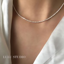 심플 패션 데일리 여자 은목걸이 웨이브 은체인