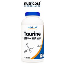 Nutricost 뉴트리코스트 Taurine 타우린 1000mg 400캡슐, 400정, 1개