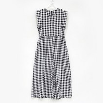 여름 바캉스룩 와이드 맥시 고방체크 민소매 여성점프수트