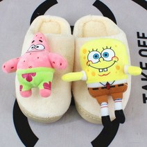 스폰지밥 뚱이 인형 겨울 슬리퍼 실내화 거실화 신발
