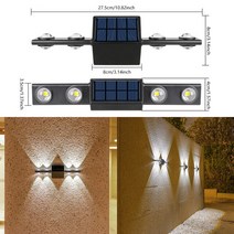 태양광 벽 램프 야외 방수 조명 정원 거리 발코니 계단 울타리 신제품, 7.HXD4x4LEDWhite - 12 PCS