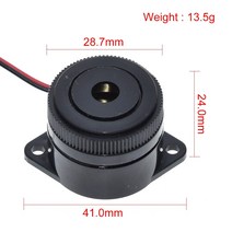 부져 경보QSI-2910 90DB 버저 29.5x24.5mm DC 12V 활성 압전 arduino용 연속 사운드, 한개옵션0