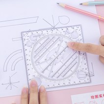 휘어지는자 모양자 구부러지는 자 카바베어 줄 4종세트 캐릭터 학생 20cm 소프트젤리 초, 06 사각다기능그래픽자【경직자】