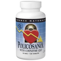 Source Naturals (미국직배) 소스내츄럴 폴리코사놀 with 코큐텐 120정 Policosanol Coenzyme Q10 -- 10 mg, 1개