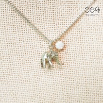 364days 925실버 코끼리 목걸이 재물운 행운목걸이 10월 오팔 탄생석 은목걸이 체인길이 사이즈 선택가능 소원목걸이