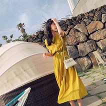 순이들 여성 민소매 벨트 롱 원피스