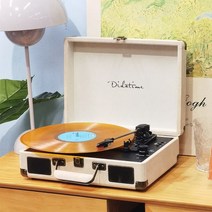 블루투스 턴테이블 lp 플레이어 휴대용 레트로 감성 전축 인테리어 오디오 빈티지 레코드, 사운드 업 크림 화이트/블랙  블루투스 USB  세트