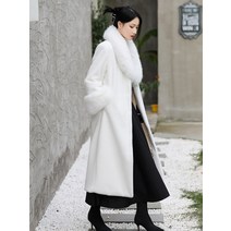 모피코트 밍크 자켓 명품 폭스 퍼 코트 인조 케이프 폭스 모피 칼라 환경 보호 모피 코트 여성용 2022 겨울 모 밍크 플러시 긴 밍크 코트 젊은 스타일