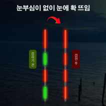 변색 스마트 전자 낚시찌 중력 감지 낚시찌 밤낚시용, YW-03 밤낮 양용*3