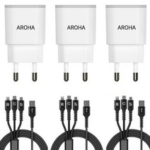 MADE IN KOREA 국산 2.1A 2USB 충전기+케이블 3개1세트, 충전기+올인원케이블