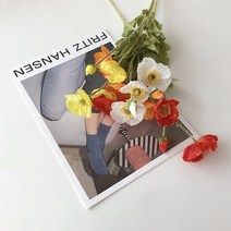 바보사랑 조화양귀비 실크플라워 인테리어소품.브리즈나인, 오렌지