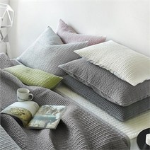 쁘리엘르 마일드 피그먼트 아사 누비 베개커버 50x70, 웜그레이/아이보리