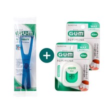 GUM 프로스메이트 치실 핸들 1개+치실 2개 세트, 치실핸들 1개+왁스치실 2개
