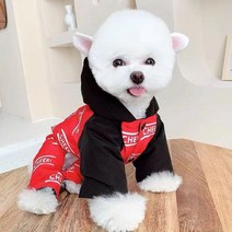 강아지 겨울 옷 티셔츠 애견의류 소형 개와 고양이용 귀여운 잠 부드럽고 통기성 개 액세서리 코트, 2.Black red - S1.5kg