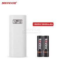 NKTECH 외부 파워 뱅크 18650 배터리 USB LCD 충전기 박스 메이트 20 P20 프로 아이패드 에어 아이폰 호환 X 안드로이드 셀 MP3 1A 2.1A, [03] WT With 2X 2600mAh