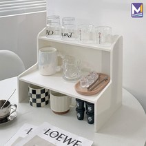 M컴퍼니 2단 주방선반 미니 주방수납장 양념통 접시 정리대 화이트 [NT96022S], 39x22x30, 1개