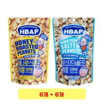 바프 허니 로스티드 땅콩 120g + 로스티드 앤 솔티드 땅콩 120g, 6개+6개