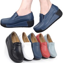 발편한 통굽 가죽 로퍼 여성 키높이 단화 신발 5cm굽