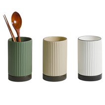 도자기 물빠짐 수저통 수저정리함 숟가락통 조리기구통 조리도구통 수저꽂이, 그린