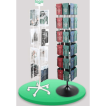 엽서 진열대 매장 상품 잡지 꽂이 리플렛 거치대 회전, A5 화이트 + 로고 탑링
