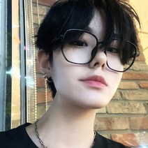 TR 남자 여자 빅 오버사이즈 대두 각진 사각 복고 투명 뿔테안경