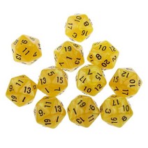 보드 게임 주사위 10pcs 20면 주사위 d20 재생 습기 d rpg trpg dnd 파티 보드 게임 오지, 협력사, 노랑