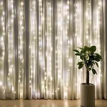 커튼조명 크리스마스 LED 장식 트리전구 리모컨 1미터 와이어조명 증정, 커튼라이트(3*2미터)
