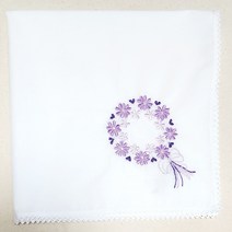 하얀레이스자수손수건꽃그림 직접 수 놓은 순면60수 50*50