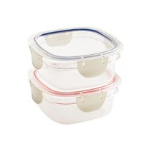 이지앤프리 클라우드 이지락 에코젠 밀폐용기 470ml x 2종 세트, 1세트, 용기 클리어레드 + 클리어블루