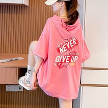 여자 후드 티 반팔 대형 셔츠 여름 학생 느슨한 탑 타이드 amp 스웨터