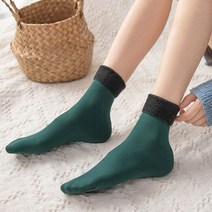 Winter Warm Thicken Wool Socks Men and Women Seamless Soft Solid Velvet Snow Ski Boots Floor Sleepin, [02] Green