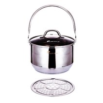 3중바닥 찜판들통 24cm / 미니들통 / 스텐들통 / 인덕션 / 찜판 / 내열유리뚜껑