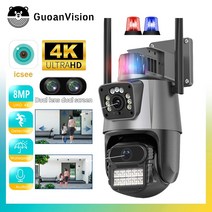 야생동물CCTV 농막 듀얼 렌즈 자동 추적 방수 보안 비디오 감시 경찰 조명 경보 야외 와이파이 PTZ 8MP 4K IP 스크린, 22.8MP Add 32G SD Card - 미국 플러