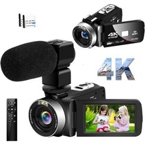 비디오 카메라 4K WIFI 기능 YouTube 카메라 외장 마이크 18배 디지털 줌 HDMI 출력 3 인치 터치 모니터 IR 나이트 비전 기능 vlogging 카메라 일본어 시스템+설명서(베식 세트)