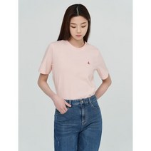 BEAN POLE 라이트 핑크 바이크 자수 레귤러핏 티셔츠 224201