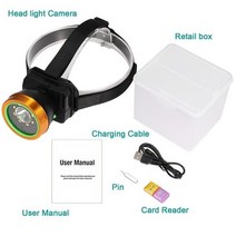 열화상카메라 cap hat 헬멧 헤드 마운트 웨어러블 헤드웨어 comcorder light led cam lamp 1080p video recorder 방수, 검은색, 64GB