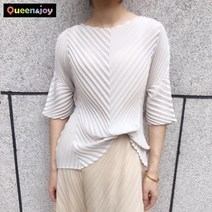 퀸앤조이 쉐보레 플리츠 블라우스