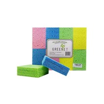 Greenet셀룰로오스 스폰지 주방 접시 세척용 대량 24팩 (3개 x 8개 개별 포장 + 무료 수세미 패드 2개) 100% 천연 생분해성, 24 Pack