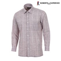 로베르타 디 까메리노 린넨 체크 일반핏 바이올렛 긴소매 셔츠 RM5 203 4