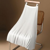실크 새틴 롱 스커트 공단 치마 플리츠 여성 봄 밴딩 오피스룩 그린 미디